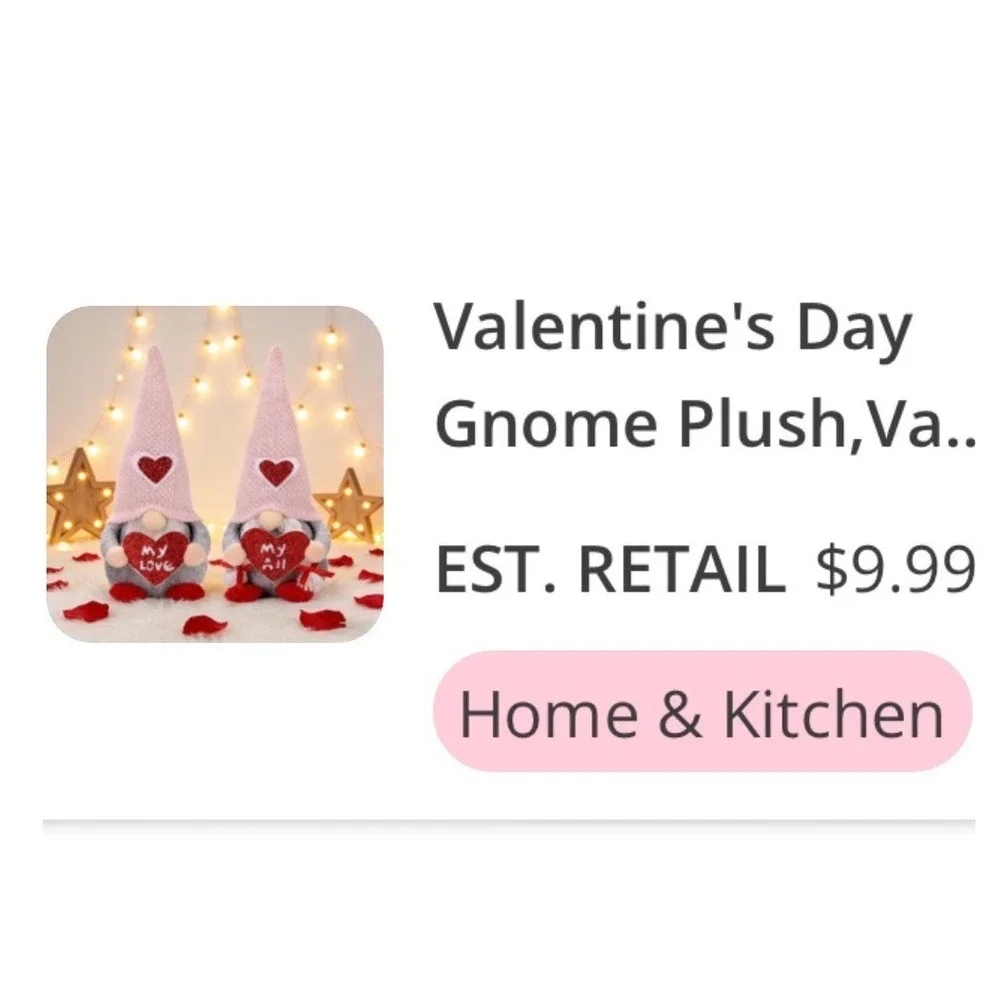 Valentine's Day Gnome Plush Set 2pc‎ Pink Heart My Love My All Holiday Decor 10